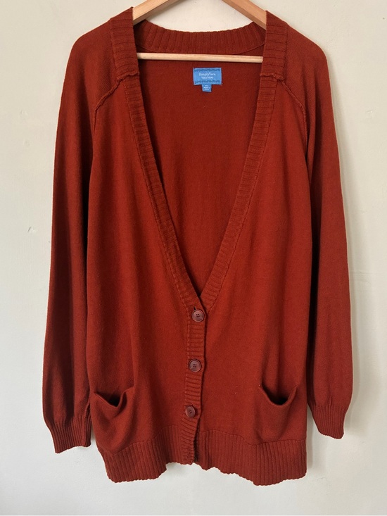Simply Vera Vera Wang Sweaters - Simply Vera Vera Wang Rust Orange Wool Blend Cardigan Sweater XL Cottagecore